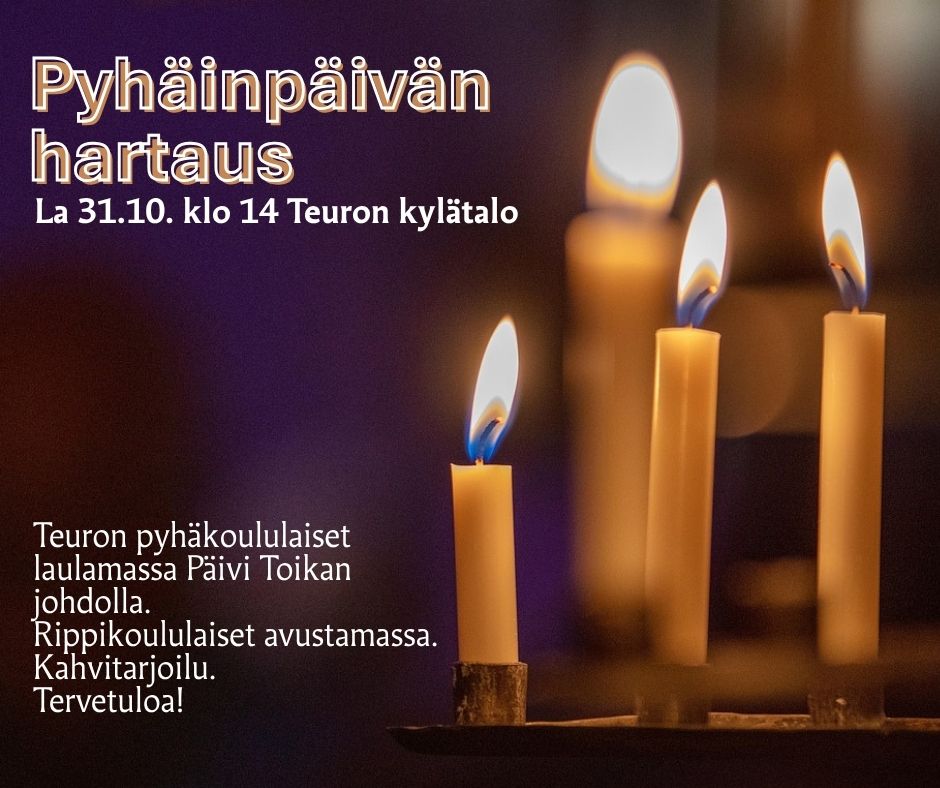 kynttilöitä ja mainosteksti