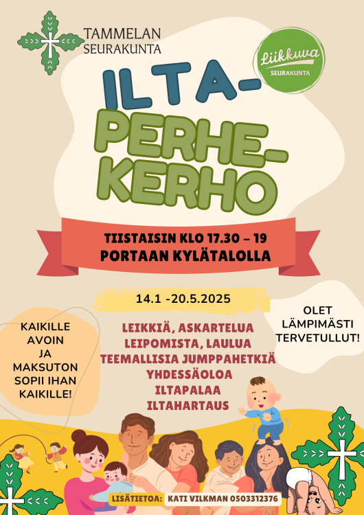 Iltaperhekerho Portaassa Iltaperhekerhon mainos